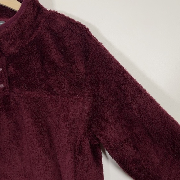 EDDIE BAUER | SNAP MOCK BURGUNDY FLEECE PLUSH PULLOVER - Picture 4 of 12